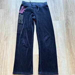 Juicy Couture Black and Purple Velour Sweat Pants